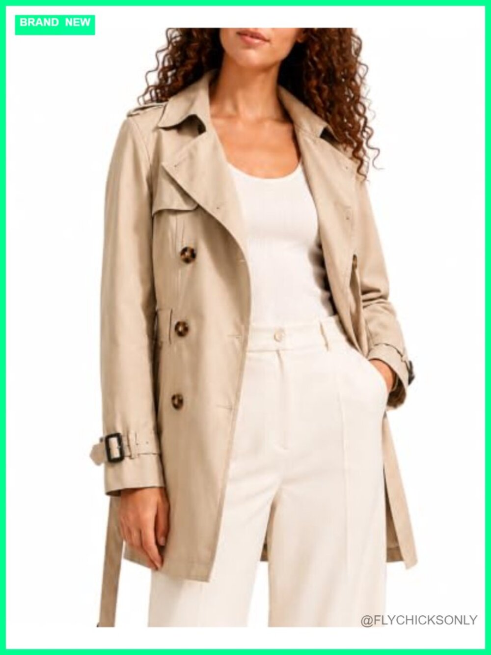 Double Breasted Trench Coat Windbreaker Jacket with Belt